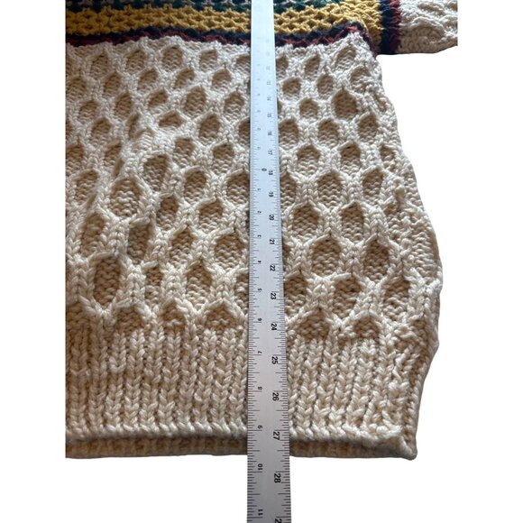 Vtg 80's Puritan Fisherman's Style Sweater Men's L Handmade Chunky Cable Knit - Picture 6 of 7